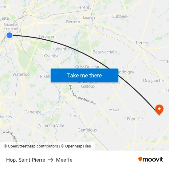 Saint-Pierre Hospital to Meeffe map