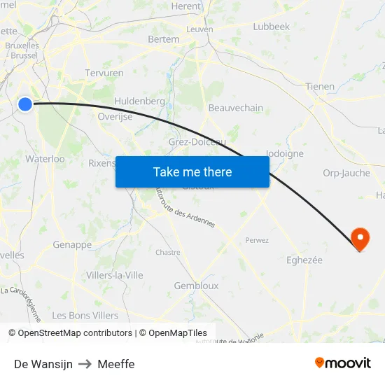 De Wansijn to Meeffe map