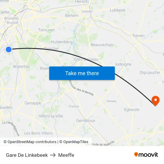 Linkebeek Station to Meeffe map