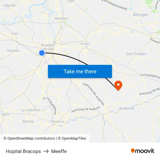 Hopital Bracops to Meeffe map