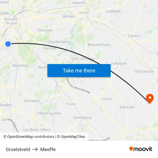Groelstveld to Meeffe map