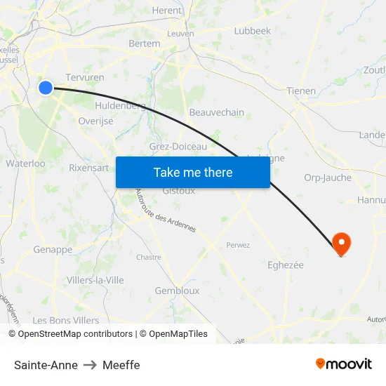 Sainte-Anne to Meeffe map