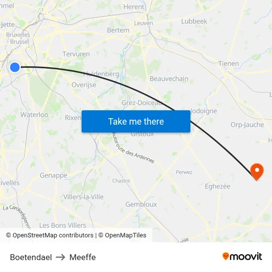 Boetendael to Meeffe map