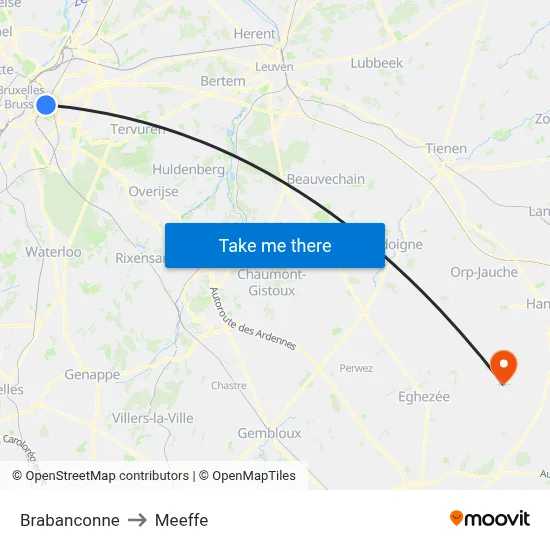 Brabanconne to Meeffe map