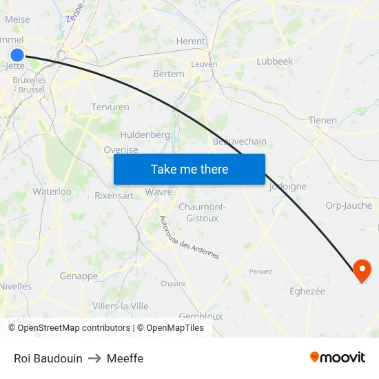 King Baudouin to Meeffe map