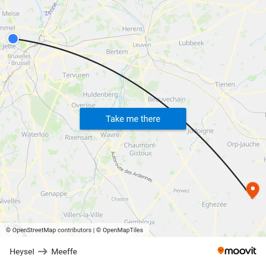 Heysel to Meeffe map