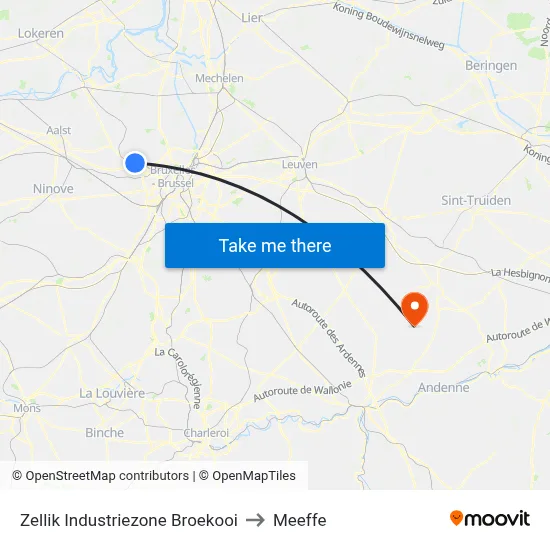 Zellik Industrial Zone Broekooi to Meeffe map