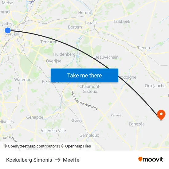 Koekelberg Simonis to Meeffe map