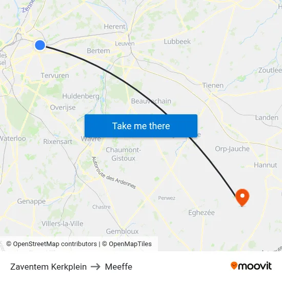 Zaventem Church Square to Meeffe map