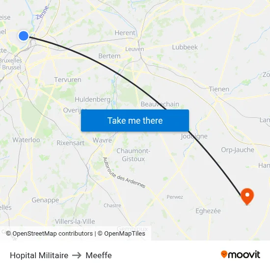 Military Hospital to Meeffe map