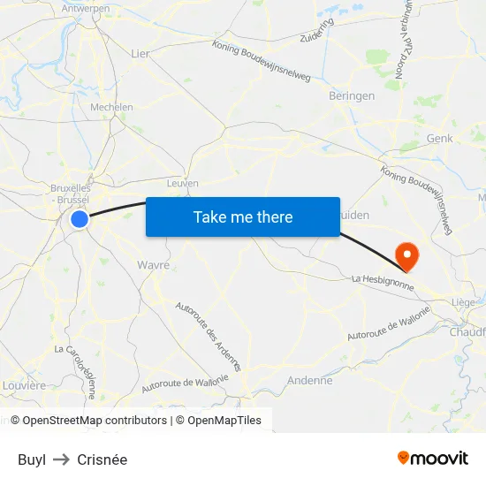 Buyl to Crisnée map