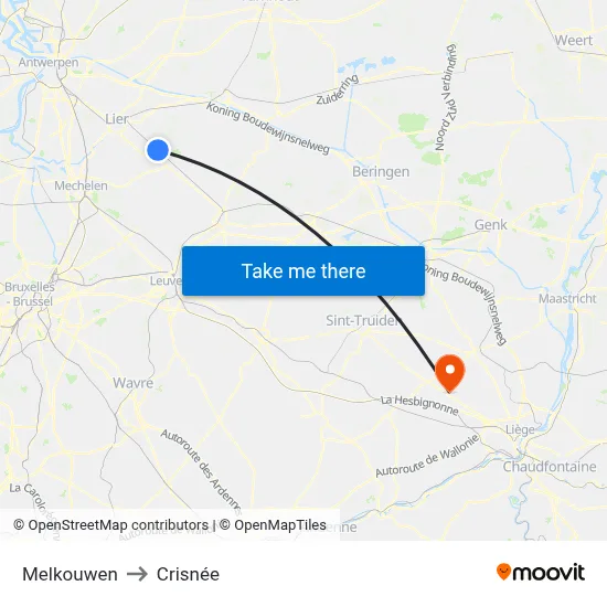 Melkouwen to Crisnée map