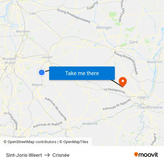 Sint-Joris-Weert to Crisnée map