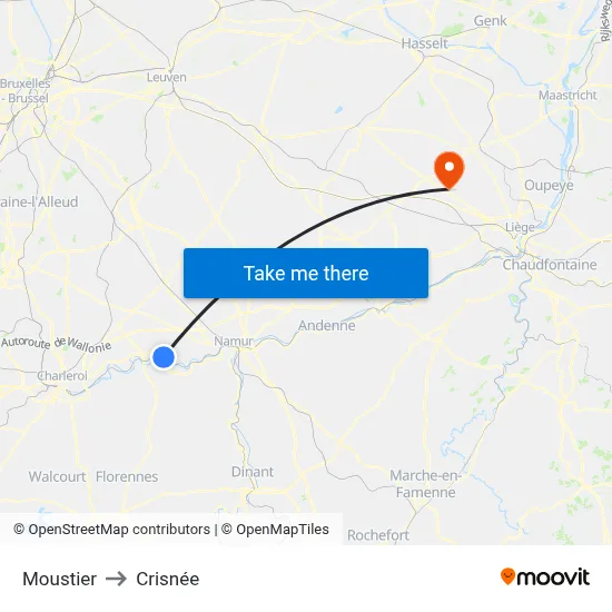 Moustier to Crisnée map