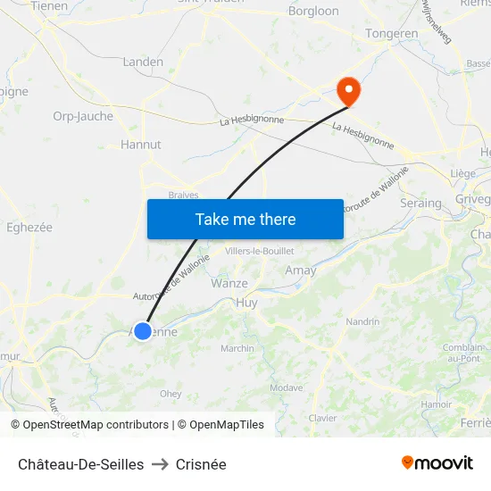 Château-De-Seilles to Crisnée map