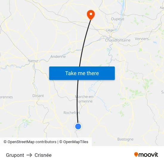 Grupont to Crisnée map
