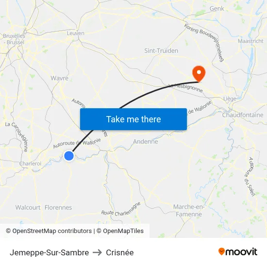 Jemeppe-Sur-Sambre to Crisnée map