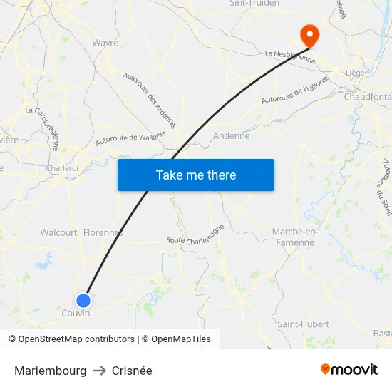 Mariembourg to Crisnée map