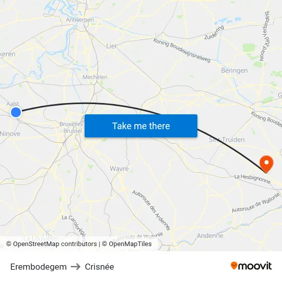 Erembodegem to Crisnée map