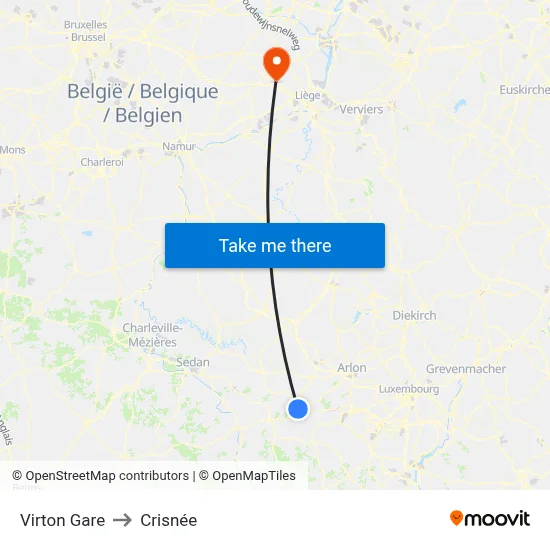 Virton Gare to Crisnée map