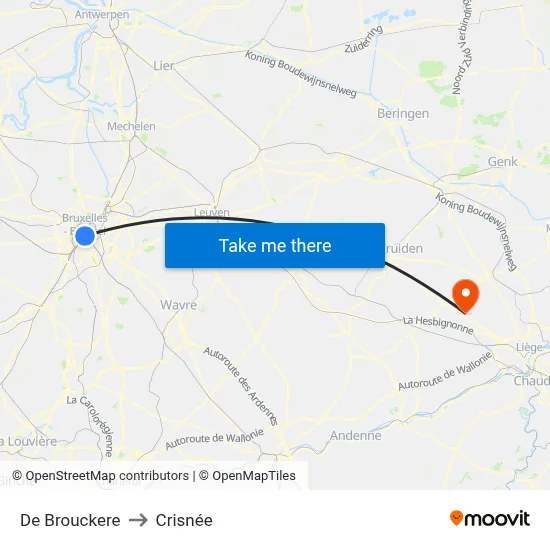 De Brouckere to Crisnée map