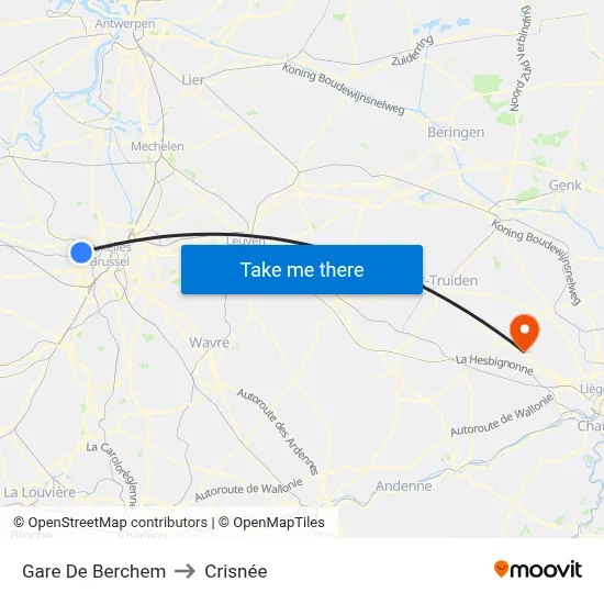 Gare De Berchem to Crisnée map