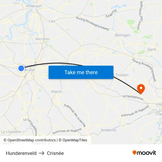 Hunderenveld to Crisnée map
