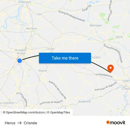 Heros to Crisnée map