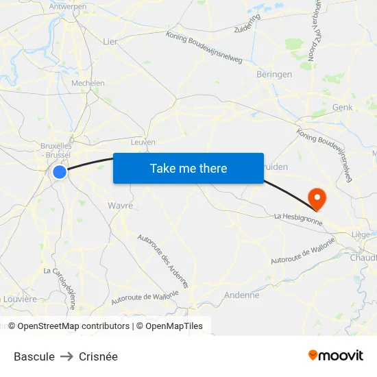 Bascule to Crisnée map