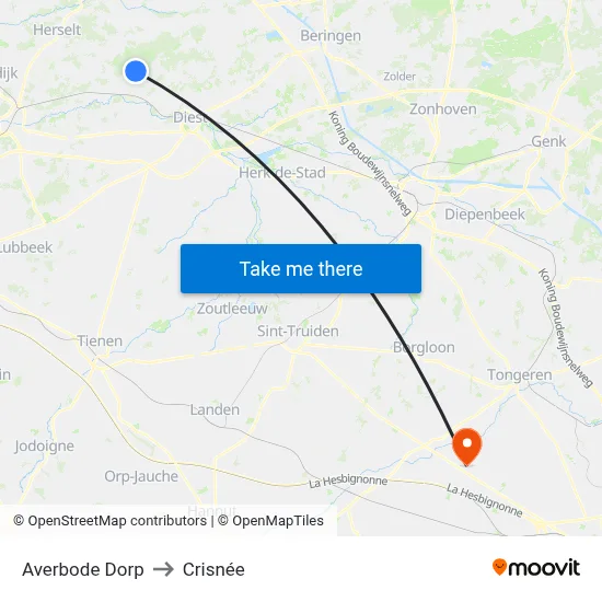 Averbode Dorp to Crisnée map