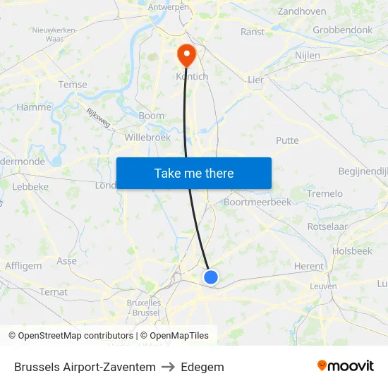 Brussels Airport-Zaventem to Edegem map
