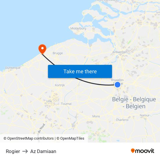 Rogier to Az Damiaan map