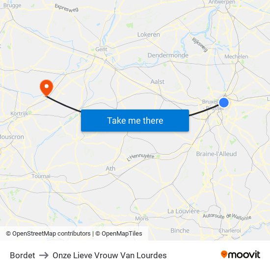 Bordet to Onze Lieve Vrouw Van Lourdes map