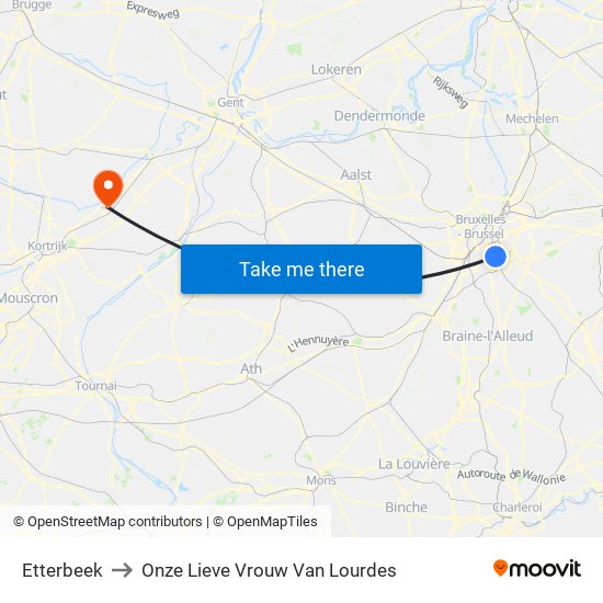 Etterbeek to Onze Lieve Vrouw Van Lourdes map