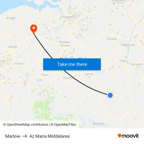 Marloie to Az Maria Middelares map