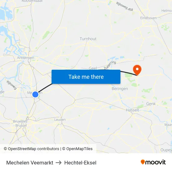 Mechelen Veemarkt to Hechtel-Eksel map