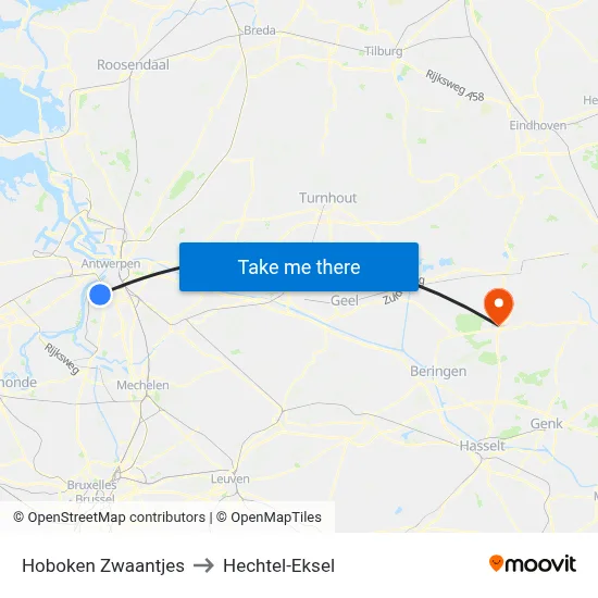 Hoboken Zwaantjes to Hechtel-Eksel map