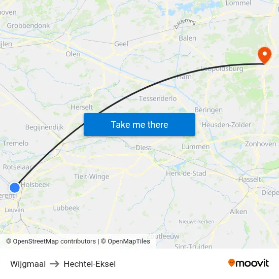 Wijgmaal to Hechtel-Eksel map