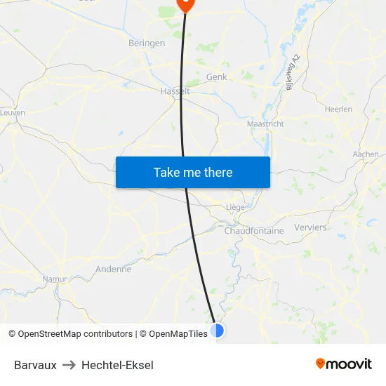Barvaux to Hechtel-Eksel map