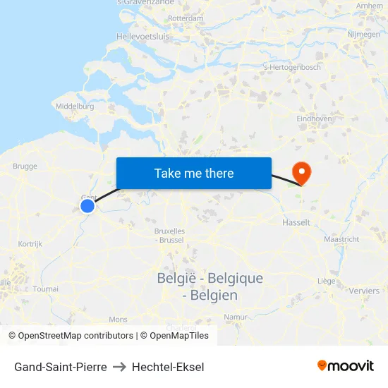 Gand-Saint-Pierre to Hechtel-Eksel map