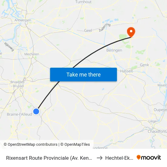 Rixensart Route Provinciale (Av. Kennedy) to Hechtel-Eksel map