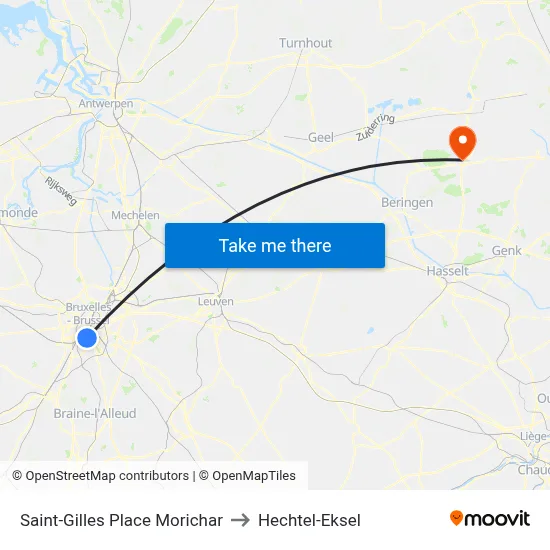 Saint-Gilles Place Morichar to Hechtel-Eksel map
