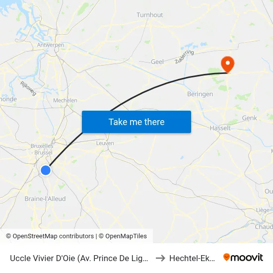 Uccle Vivier D'Oie (Av. Prince De Ligne) to Hechtel-Eksel map