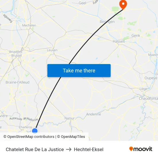 Chatelet Rue De La Justice to Hechtel-Eksel map