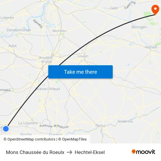 Mons Chaussée du Roeulx to Hechtel-Eksel map