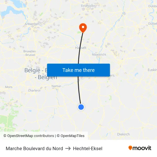 Marche Boulevard du Nord to Hechtel-Eksel map