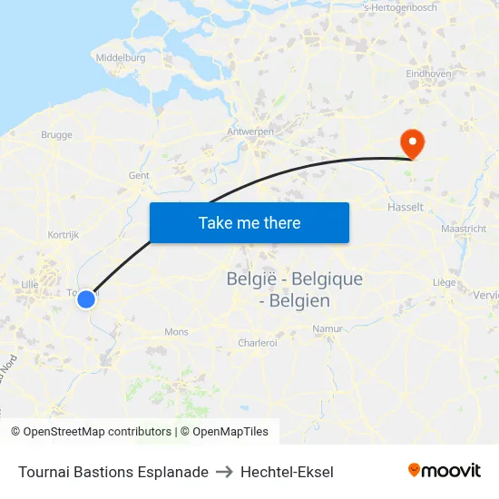 Tournai Bastions Esplanade to Hechtel-Eksel map