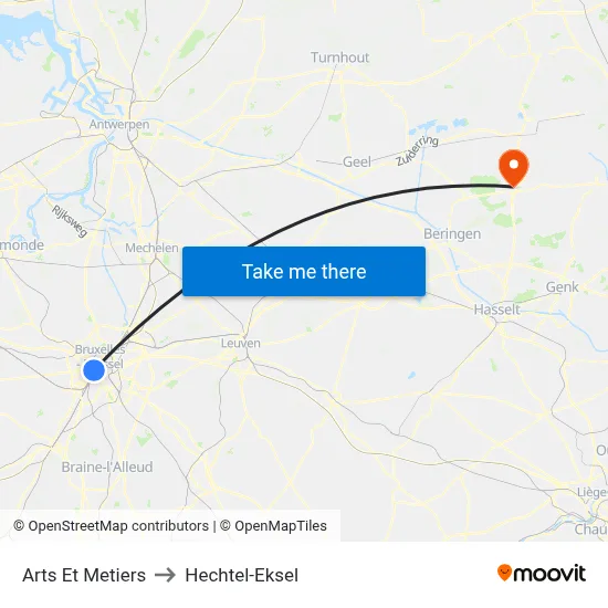Arts Et Metiers to Hechtel-Eksel map