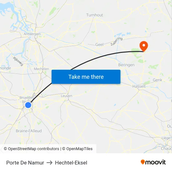 Porte De Namur to Hechtel-Eksel map