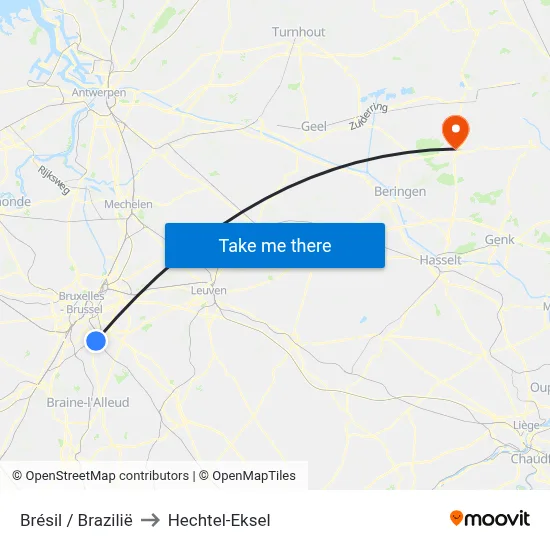 Brésil / Brazilië to Hechtel-Eksel map